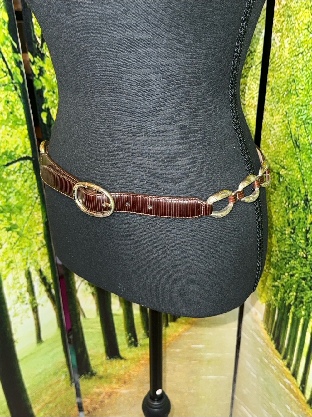 Brighton Cabora's Vintage Brown Leather Silver Link Belt Southwestern Sz ML 32